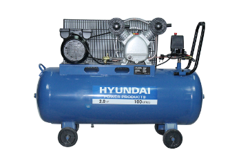Compresor Hyundai Monofásico 2HP 100L 115psi Correa