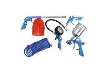 Kit de 5 piezas, Pistola de succión, inflador de neumáticos, pistola sopladora, espiral con racores, pistola para limpieza