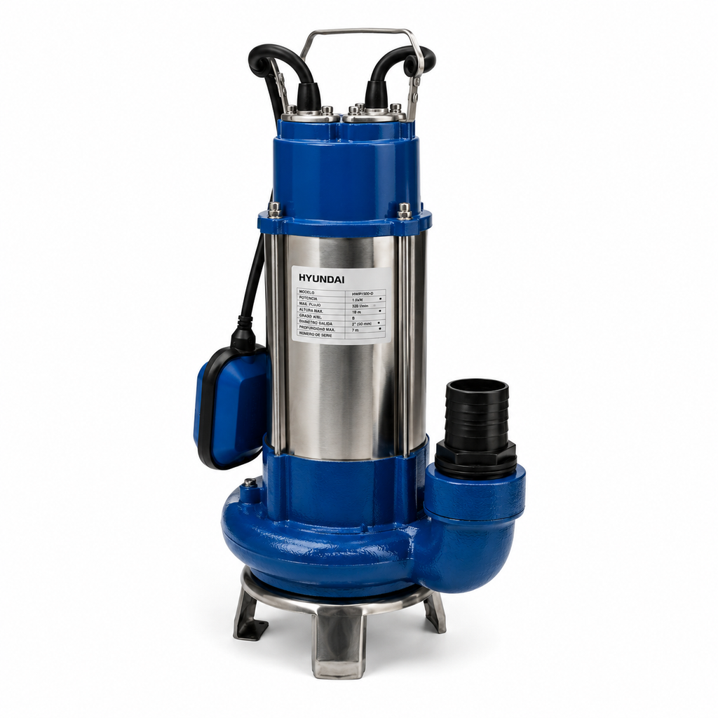 Electrobomba Sumergible Aguas Sucias Hyundai 1,5HP 433 L/min 9m con Flotador | 82HYV1100FM