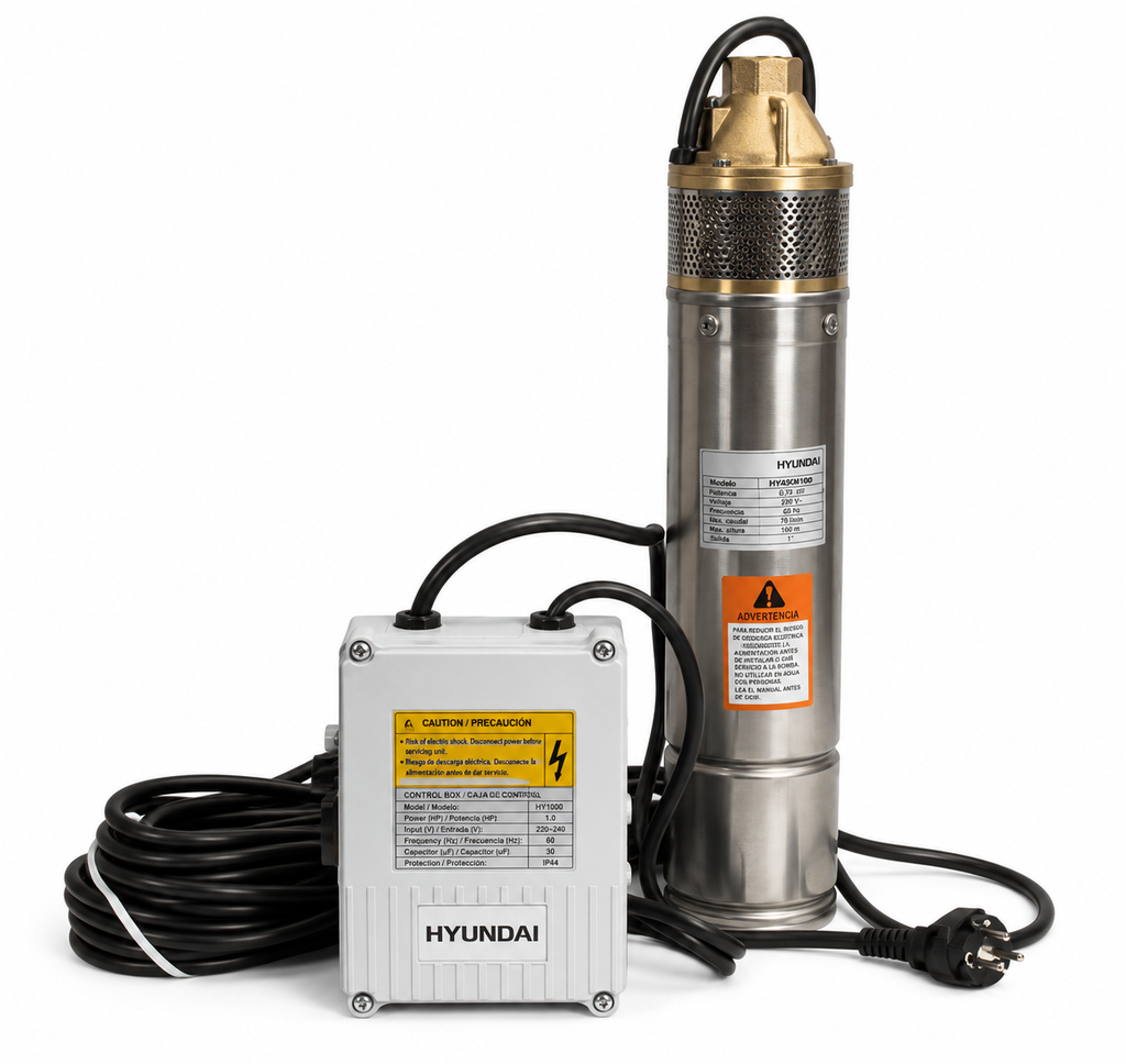 Electrobomba Pozo Profundo Aguas Limpias Hyundai 1HP 4" 40 L/min 50m | 82HY4SKM100M