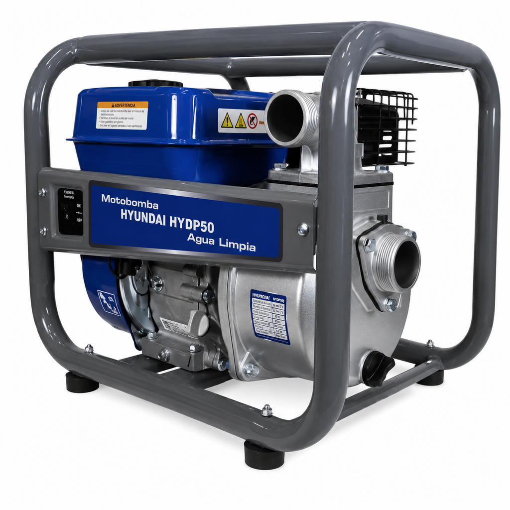 Motobomba Alta Presión 2x2" 6,5HP 212cc 30 m³/h 70m | Hyundai 82HYDP50HP
