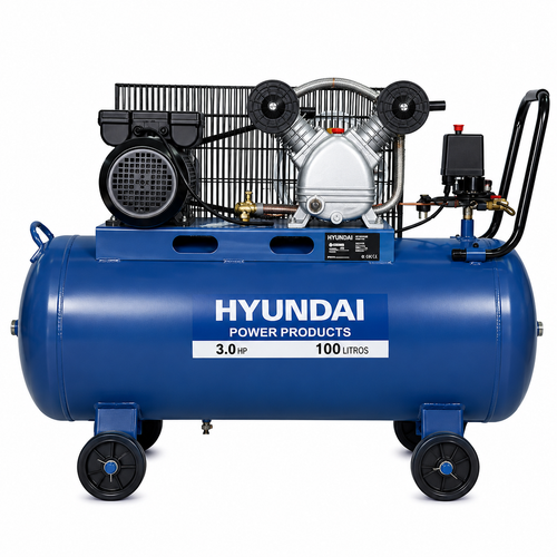 Compresor Hyundai Monofásico 3HP 100L 115psi Correa
