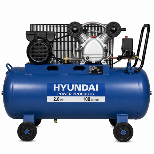 Compresor Hyundai Monofásico 2HP 100L 115psi Correa