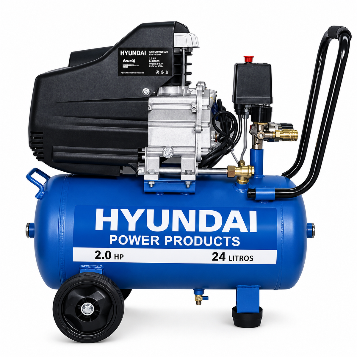 Compresor Hyundai Monofásico 2HP 24L 115psi Directo