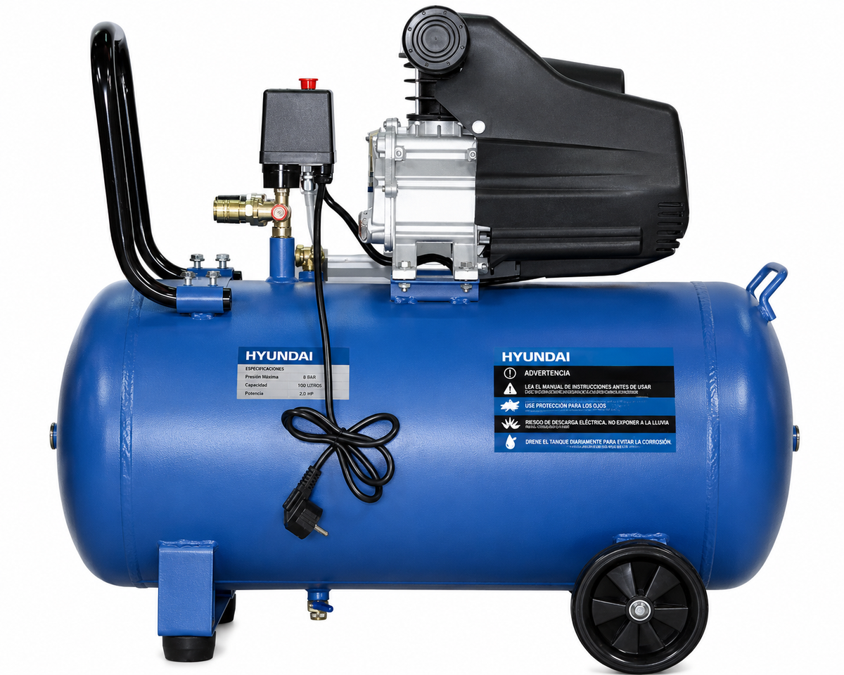 Compresor Hyundai Monofásico 2HP 24L 115psi Directo