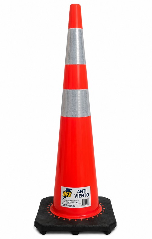 CONO SEÑALIZACION 36'' C/DOBLE CINTA ANTI VIENTO