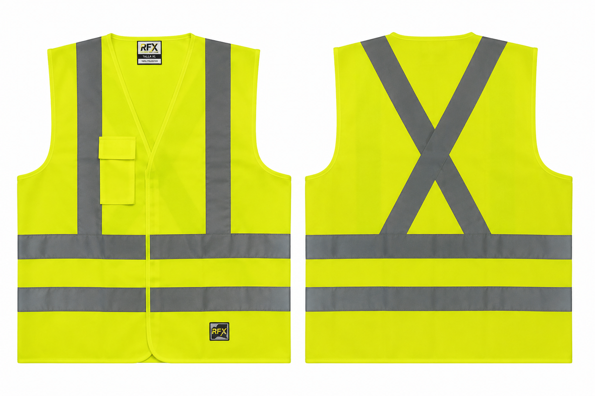CHALECO REFLECTIVO AMARILLO 4 CINTAS CERTIFICADO CLASE II EN20471