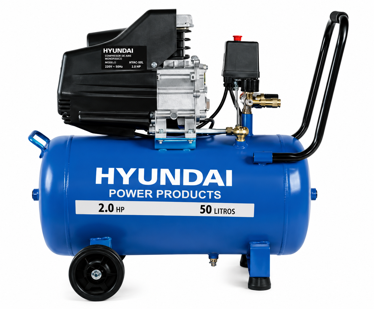Compresor Hyundai Monofásico 2HP 50L 115psi Directo