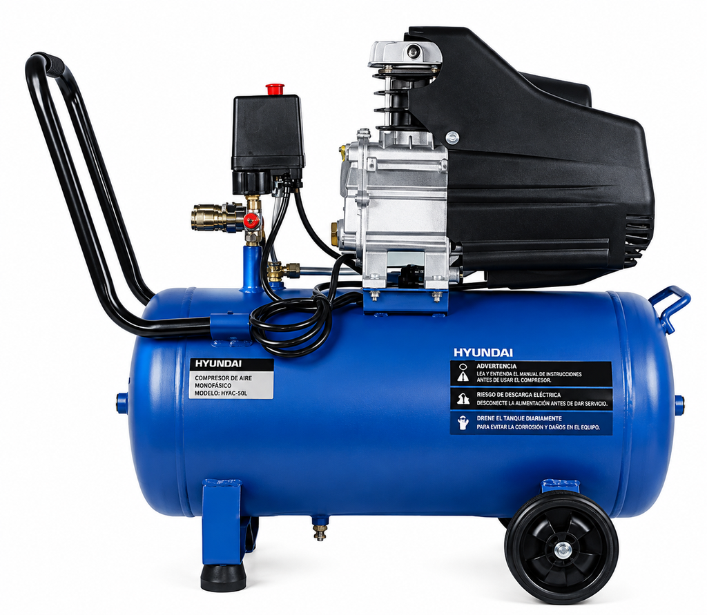 Compresor Hyundai Monofásico 2HP 50L 115psi Directo