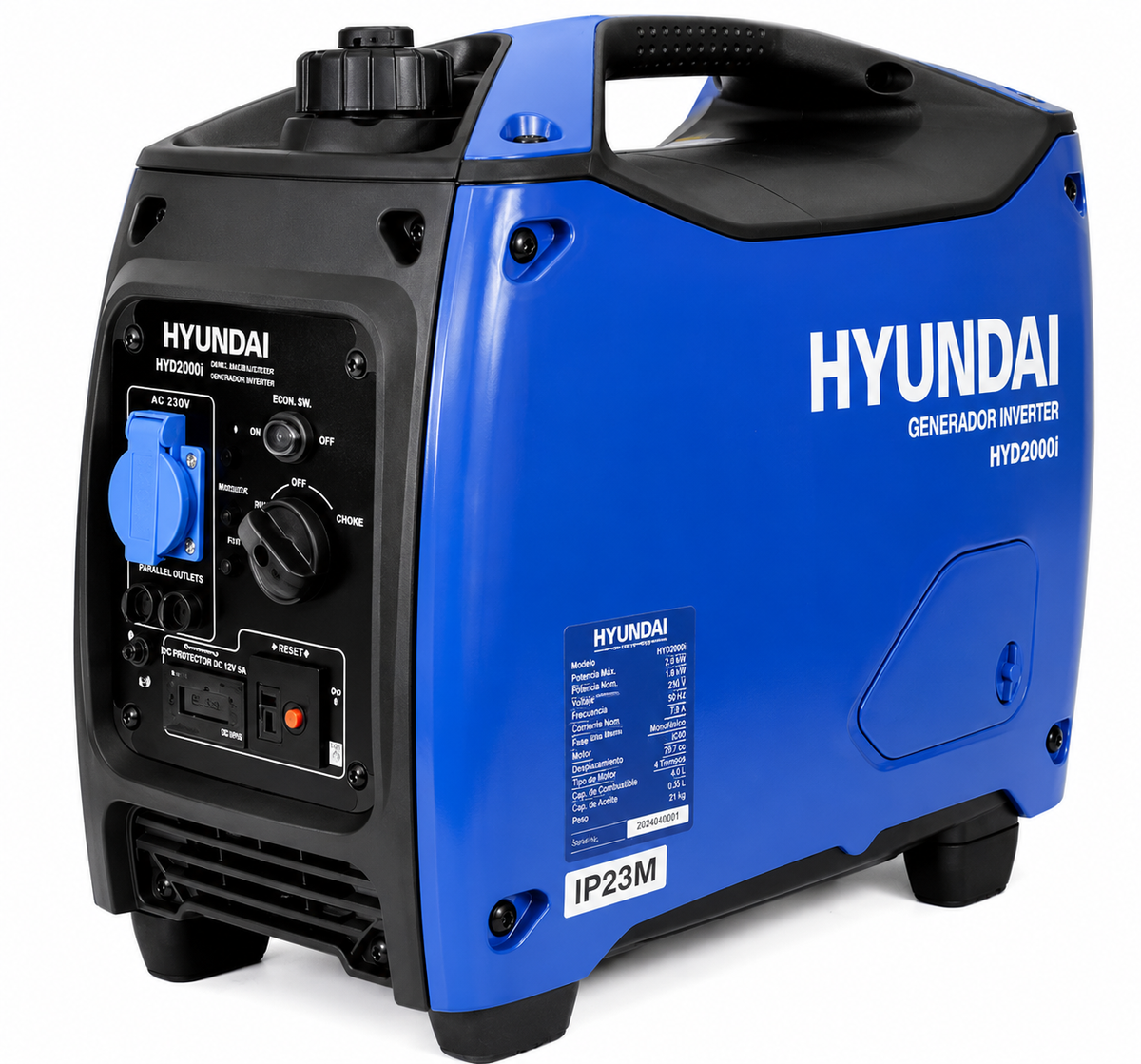 Generador Inverter digital Hyundai gasolina 1,6/2,0 kw Partida manual
